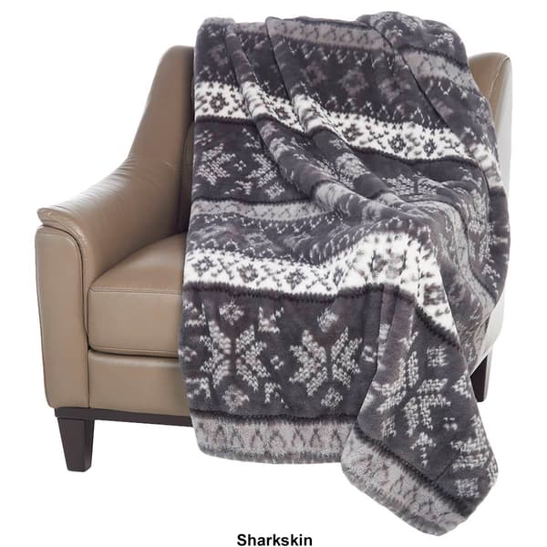 London Fog Faux Fur Fair Isle Snowflake Throw Boscov's