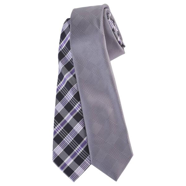 Mens Bill Blass 2 Tie Set - Grey/Purple - image 