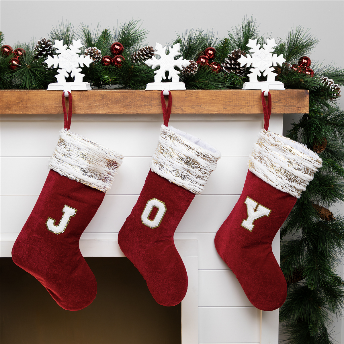Northlight Velvet JOY Christmas Stockings - Set of 3