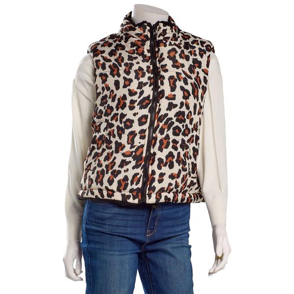 Juniors Jolie & Joy Reversable Print To Sherpa Puffer Vest - Lynx