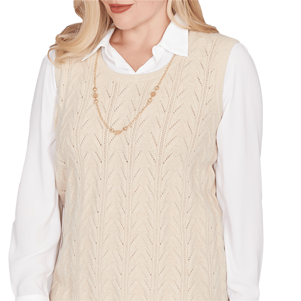Womens Alfred Dunner Urban Legend Pointelle Texture Two In One S