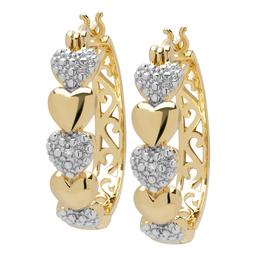 Gianni Argento Diamond Accent Heart Link Hoop Earrings