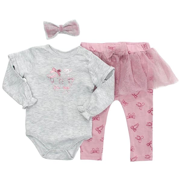 Baby Girl (12-24M) Quiltex(R) 3pc. Bow Bodysuit & Tutu Leggings Set - image 