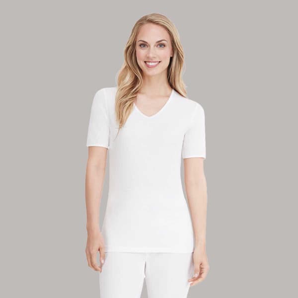 Womens Cuddl Duds(R) Soft Wear with Lace V-Neck Trim Thermal Tee