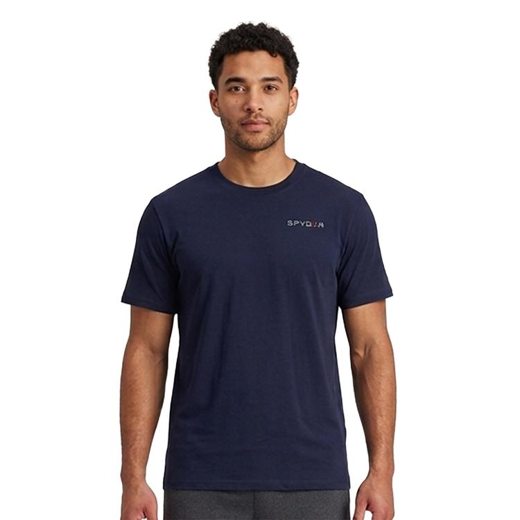 Mens Spyder Left Sleeve Logo Short Sleeve Tee - Navy