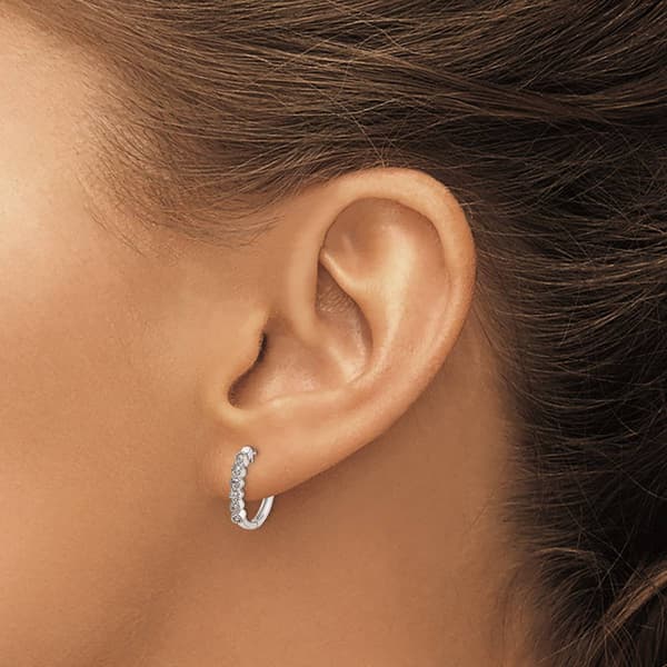 Pure Fire 14kt. White Gold 1/10ctw. Diamond Hinged Hoop Earrings