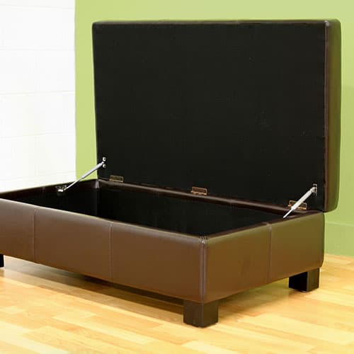 Baxton Studio Gallo Dark Brown Leather Storage Ottoman