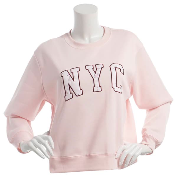 Juniors No Comment NYC Fleece Crew Sweatshirt w/ Headband