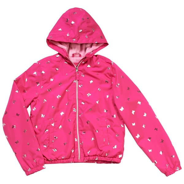 Girls (7-16) Pink Platinum(R) Foil Butterfly Cozy Hooded Jacket - image 