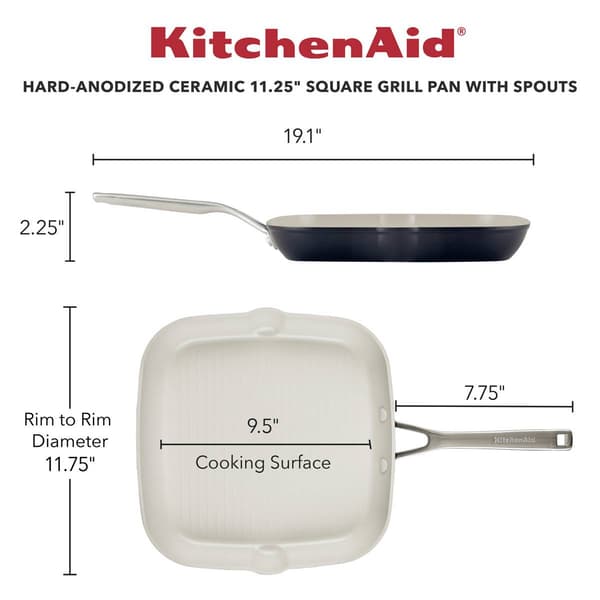 KitchenAid&#174; 11.25in. Hard Anodized Ceramic Nonstick Grill Pan