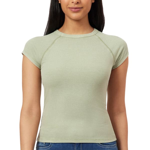 Juniors Wallflower Cotton Wash Mega Rib Muscle Tee - image 
