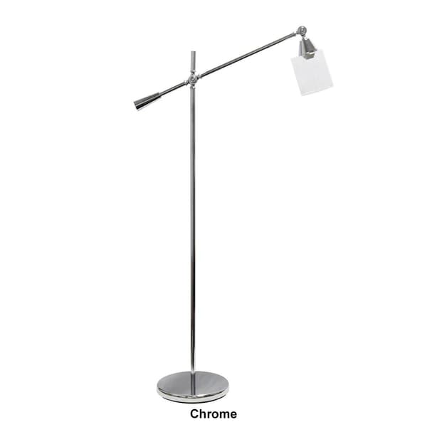 Lalia Home Swing Arm Floor Lamp w/Clear Glass Cylindrical Shade
