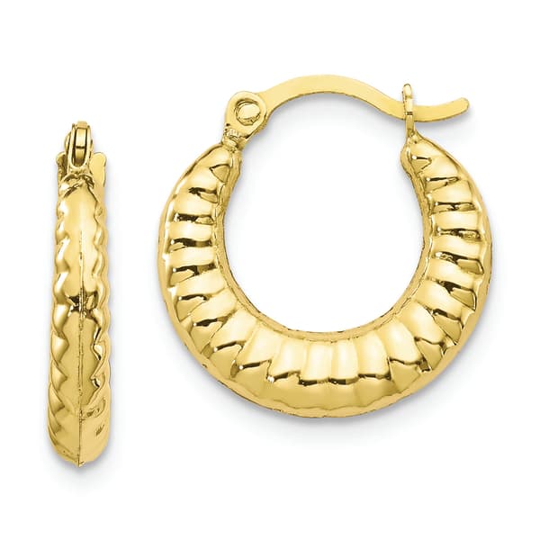Gold Classics(tm) 10kt. Scalloped Hollow Hoop Earrings - image 
