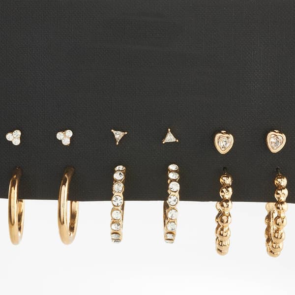Ashley 6pr. Gold Plated Earrings with Glass Stones & Hearts - image 