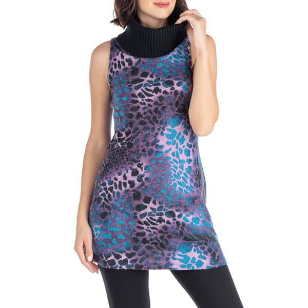 Womens 24/7 Comfort Apparel Animal Print Turtleneck Tunic - image 