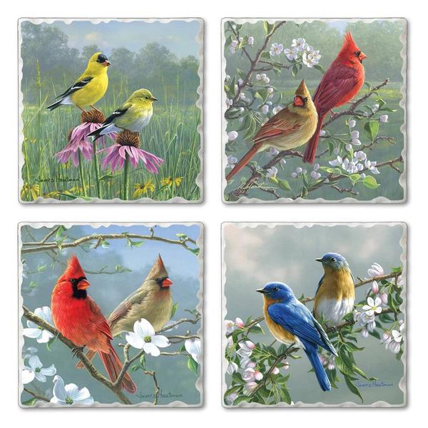 4pk. Beautiful Song Birds Square Set