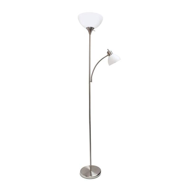 Simple Designs Brushed Nickel Floor Lamp with Reading Light - image 