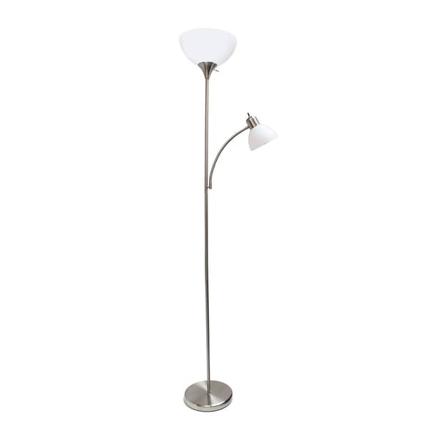 Simple Designs Brushed Nickel Floor Lamp with Reading Light - image 