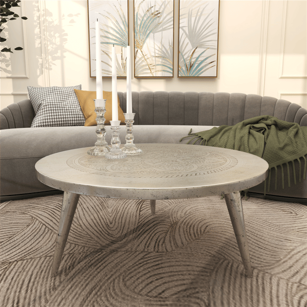9th & Pike® Traditional Silver Aluminum Metal Coffee Table