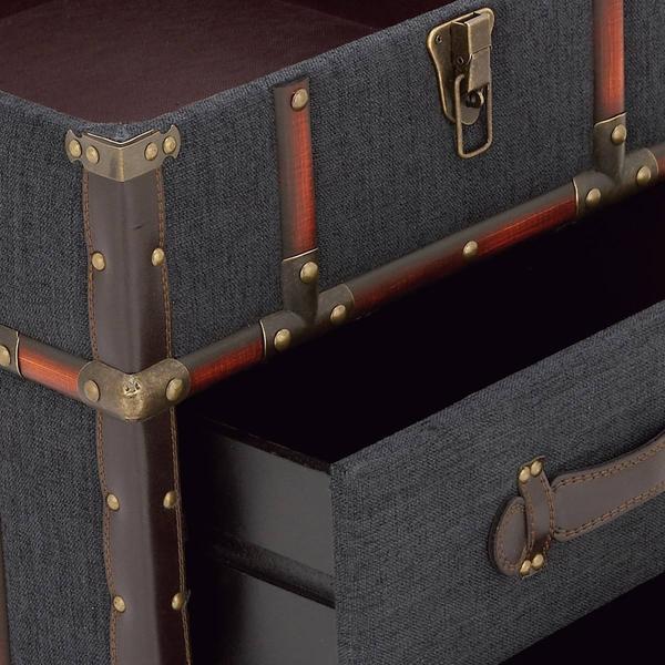 9th & Pike® Blue Wood and Linen Traditional Accent Table