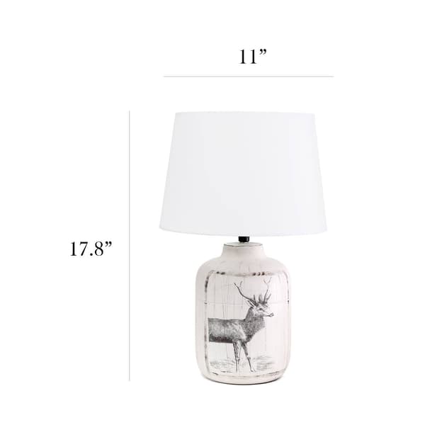 Simple Designs Deer Buck Nature Ceramic Farmhouse Table Lamp