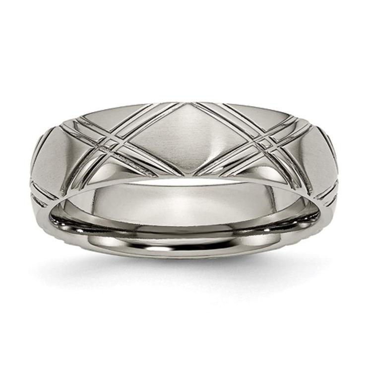 Mens Endless Affection(tm) Titanium Criss Cross 6mm Polished Band