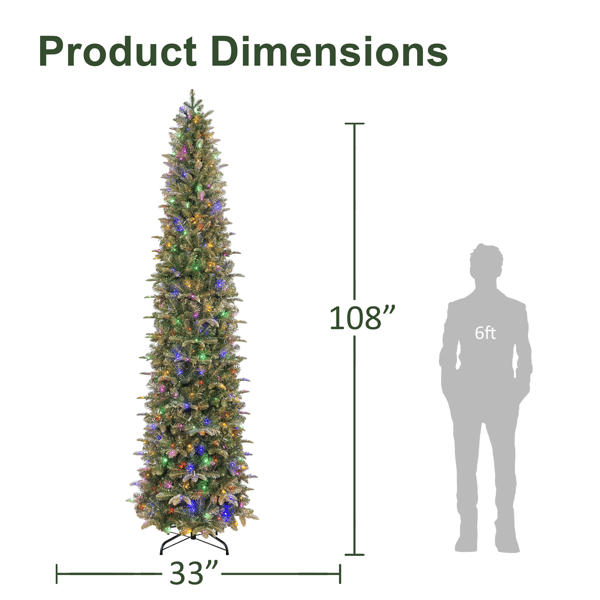 Puleo International 9ft. LED Yardley Spruce Pencil Christmas Tree