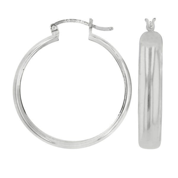Shiny Sterling Silver Hoop Earrings - image 