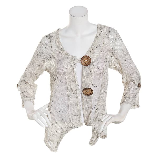 Womens Nina Leonard Coconut Button Shrug