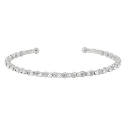 Athra Silver Plated Clear Crystal & Stripe Bead Coil Bracelet