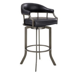 Armen Living Edy Swivel 26in Counter Height Faux Leather Barstool