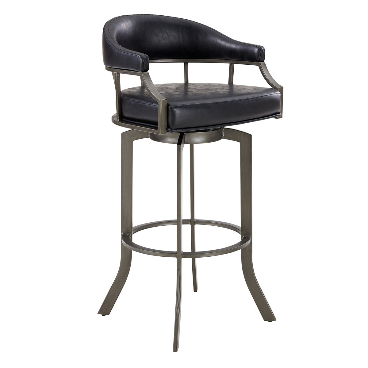 Armen Living Edy Swivel 26in Counter Height Faux Leather Barstool