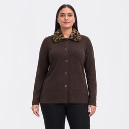 Plus Size New York Laundry Leopard Hacci Button Front Cardigan