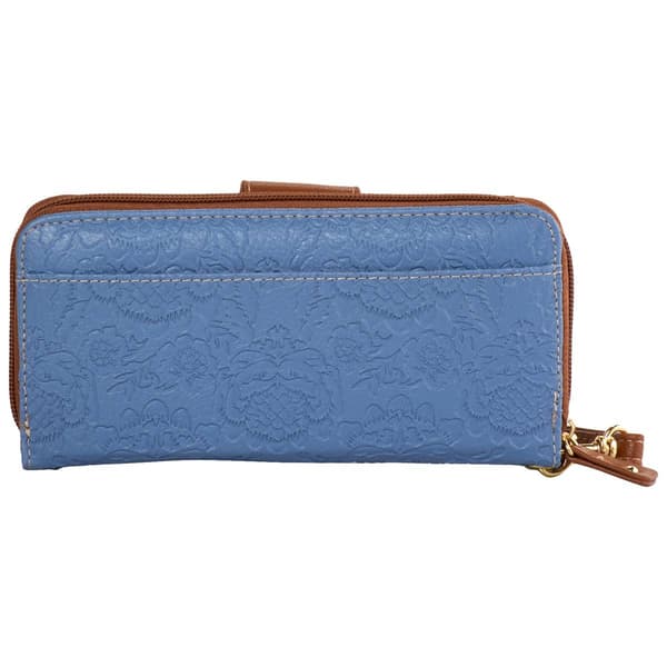 Womens Stone Mountain Cornell Batik Embossed Zip Around Wristlet