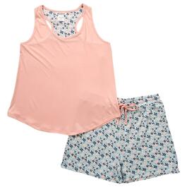 Womens Beautyrest Solid Tank & Leaves Shorts Pajama Set