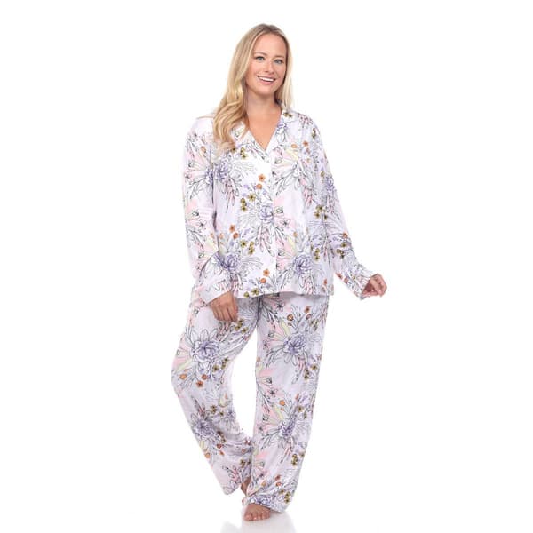 Plus Size White Mark 2pc. Long Sleeve Floral Pajama Set