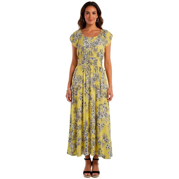Womens Nautica Puff Sleeve Garden Floral Midi Dress - image 