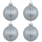Northlight 4ct Silver Glitter Striped Ball Christmas Ornaments - image 5