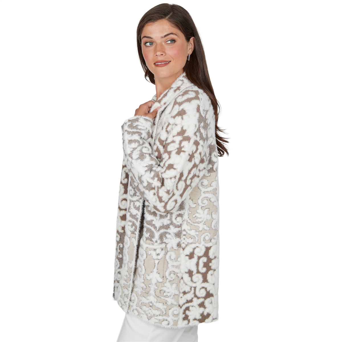Womens Ruby Rd. Mythical Long Sleeve Ornate Open Front Cardigan
