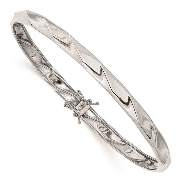 Gold Classics(tm) 14kt. White Gold Polished Twisted Flexible Bangle - image 