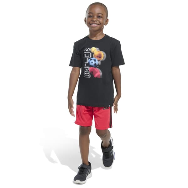 Boys (4-7) adidas(R) Short Sleeve Blurred Sports Tee & Shorts Set - image 