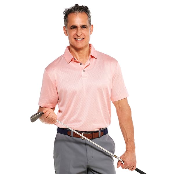 Mens PGA Tour&#174; Flamingo Geometric Short Sleeve Golf Polo