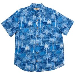 Mens Joe Marlin Palm Tree Button Down Shirt - Blue