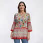 Petite Floral & Ivy 3/4 Sleeve Floral Keyhole Pleater Blouse - image 1