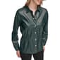 Womens Calvin Klein Cinched Waist Faux Leather Button Up Shirt - image 1