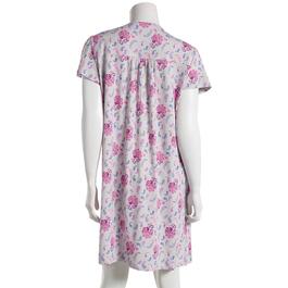 Plus Size White Orchid Short Sleeve Paisley Henley Nightshirt