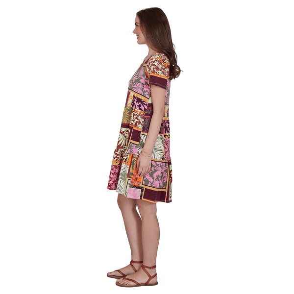 Petite Ruby Rd. Sedona Escape Tropical Patchwork Shift Dress