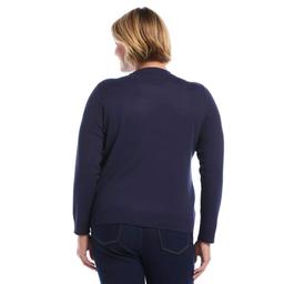 Plus Size Rafaella® Long Sleeve Solid Studded Crew Neck Sweater