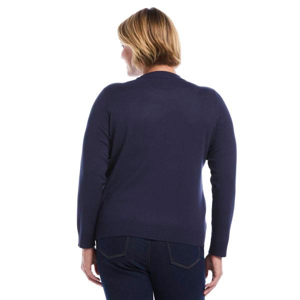 Plus Size Rafaella® Long Sleeve Solid Studded Crew Neck Sweater