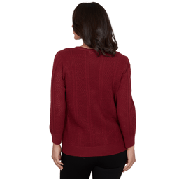 Petite Emaline Country Code 3/4 Sleeve Pointelle Cardigan